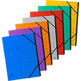 FALKEN Dokumentenmappe, DIN A4, Gummizugverschluss, Karton, 12 Fächer, blau