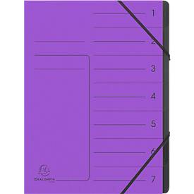FALKEN Dokumentenmappe, DIN A4, Gummizugverschluss, Karton, 7 Fächer, lila
