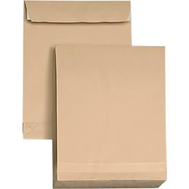Faltentaschen, DIN B4, braun, selbstklebend, ohne Fenster, 5 Stück
