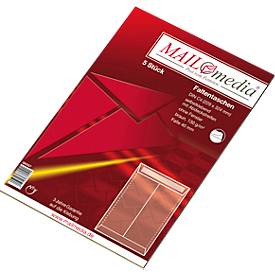 Faltentaschen, DIN C4, braun, selbstklebend, ohne Fenster, 5 Stück