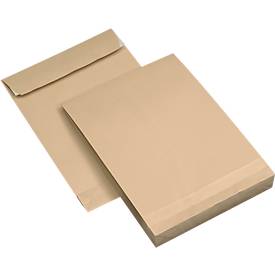 Faltentaschen, DIN C4, braun, selbstklebend, ohne Fenster, 5 Stück