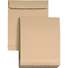 Faltentaschen, DIN C4, braun, selbstklebend, ohne Fenster, 5 Stück