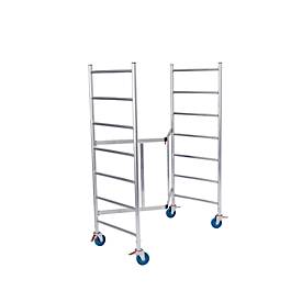 Faltgerüst Krause RollTec®, Arbeitshöhe bis 2,9 m, belastbar bis 200 kg/m2, mit Belagbühne, mobil, Aluminium
