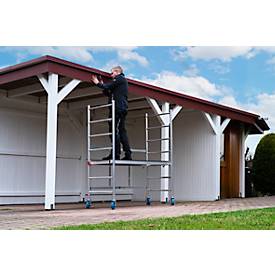 Faltgerüst Krause RollTec®, Arbeitshöhe bis 2,9 m, belastbar bis 200 kg/m2, mit Belagbühne, mobil, Aluminium