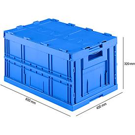 Faltkasten im EURO-Maß FK E-D-6320-2, mit Deckel, 64 l, blau