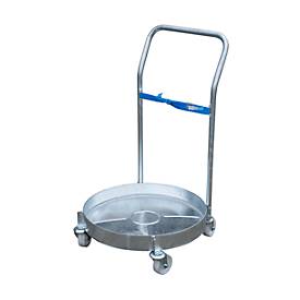 Fass-Rollwagen FRW-III, Stahlblech, 300 kg Tragkraft, verzinkt