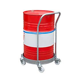 Fass-Rollwagen FRW, Stahlblech, 300 kg Tragkraft, verzinkt