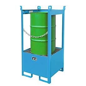 Fass-Stapelpalette Bauer FSP-1, seitlich offen, Kap. 1 x 200 l Fass, blau