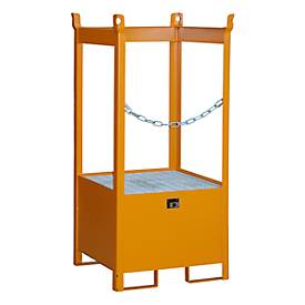 Fass-Stapelpalette Bauer FSP-1, seitlich offen, Kap. 1 x 200 l Fass, orange