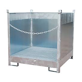 Fass-Stapelpalette Bauer FSP-4 G, Spritzschutzwand 3-seitig, Kap. 4 x 200 l Fässer, verzinkt