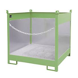 Fass-Stapelpalette Bauer FSP-4 G, Spritzschutzwand 3-seitig, Kap. 4 x 200 l Fässer