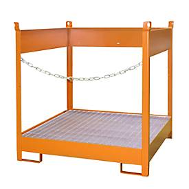 Fass-Stapelpalette Bauer FSP-4, seitlich offen, für 4 x 200 l Fass, orange