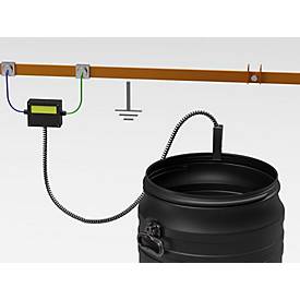 Fass, Volumen 6 l, leitfähig, mit Deckel, mit UN-Zertifizierung, wasserdicht, UV-beständig, stapelbar, L 198 x B 198 x H 265 mm, HDPE, schwarz