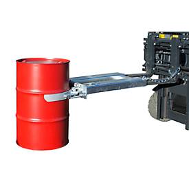 Fassgreifer BAUER FK-I, Stahl, 500 kg Tragkraft, für 200 l Fässer, B 1285 x T 600 x H 165 mm, verzinkt