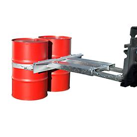 Fassgreifer BAUER FK-lI, Stahl, 1000 kg Tragkraft, für 200 l Fässer, B 1230 x T 1320 x H 165 mm, verzinkt