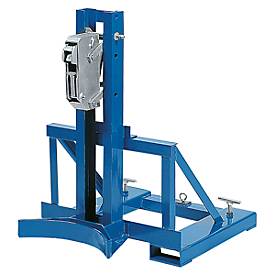 Fassheber asecos, als Stapleranbau, Stahl pulverbeschichtet, B 710 x T 890 x H 975 mm, für 1 Fass, Traglast 350 kg