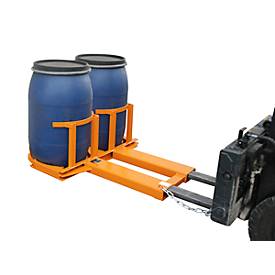 Fassheber BAUER FH-II, Stahl, 720 kg Tragkraft, für 220 l Fässer, B 1160 x T 1380 x H 485 mm, orange