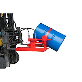 Fasskipper BAUER FD-H mit Hubzylinder, Stahl, B 1000 x T 1245 x H 475 mm, rot