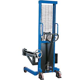 Fasslifter asecos, FLW-D asecos, Stahl, Heben/Senken/Fahren, mit Fußpedal, Hubhöhe 1420 mm, Tragkraft 350 kg