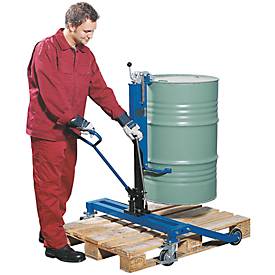 Fasslifter asecos, LE asecos, Stahl, für 200 I-Fässer, mit Verriegelungsmechanik und Hub-Deichsel, Tragkraft 250 kg