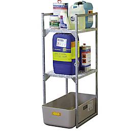 Fassregal Typ 120 Variante 1 CEMO, mit Gitterrostauflage für Kleingebinde, B 450 x H 1310 x T 820 mm