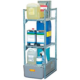 Fassregal Typ 120 Variante 1 CEMO, mit Gitterrostauflage für Kleingebinde