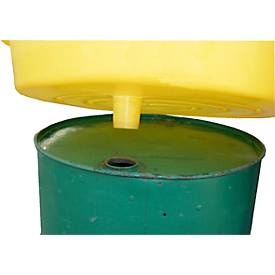 Fasstrichter BT75, 50 l Auffangvolumen, für 200 l Fässer, Ø 870 mm, PE, gelb