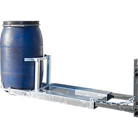 Fasswender Bauer Typ FW-I, für 200 l Fässer, 300 kg, Kippvorgang per Seilzug, Stapleraufnahme, Stahl feuerverzinkt