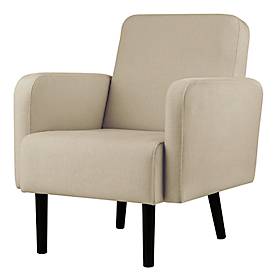 Fauteuil meet by Paperflow LISBOA, revêtement tissu ivoire, piétement noir, L 710 x P 815 x H 830 mm