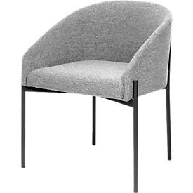 Fauteuil meet by Paperflow MILO, rembourré, L 470 x P 450 x H 450 mm, tissu et acier, gris/noir mat