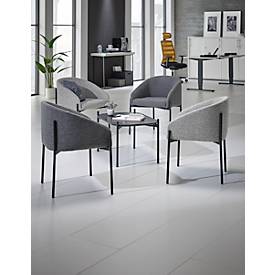 Fauteuil meet by Paperflow MILO, rembourré, L 470 x P 450 x H 450 mm, tissu et acier, gris/noir mat