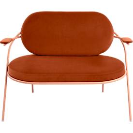 Fauteuil Saturne Meet by Paperflow - 2 zits - met armleuninigen - B 1180 x D 730 x H 880 mm - stalen buis roze - fluweel roest