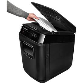 Fellowes Aktenvernichter AutoMax 200C, mobil, Partikelschnitt 4 x 38 mm, bis 180 Blatt, P4, Autopapiereinzug, 32 l