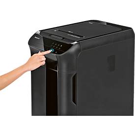 Fellowes® Aktenvernichter AutoMax 550C, Partikelschnitt 4 x 38 mm, P-4 + GRATIS Aktenvernichter Powershred LX65, Partikelschnitt 4 x 40 mm, P-4
