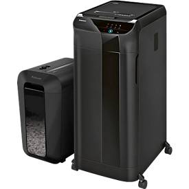 Fellowes® Aktenvernichter AutoMax 550C, Partikelschnitt 4 x 38 mm, P-4 + GRATIS Aktenvernichter Powershred LX65, Partikelschnitt 4 x 40 mm, P-4