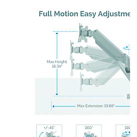 Fellowes Dual Monitorarm Platinum, für 2 Displays bis 32″ & bis 8 kg, schwenk- & neigbar, um 360° drehbar, 2 USB-Ports, Kabelmanagement, silber