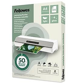 Fellowes® Laminierfolien, Format A4, Folienstärke 80 µ, Recycling-PET, transparent-klar glänzend, 100 Stück