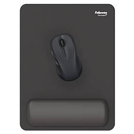Fellowes Mauspad Breyta XL, mit Handgelenkauflage und Microban®-Schutz, Gummi, L 280 x B 210 x H 17,5 mm, schwarz