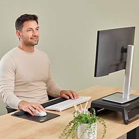 Fellowes Mauspad Breyta XL, mit Handgelenkauflage und Microban®-Schutz, Gummi, L 280 x B 210 x H 17,5 mm, schwarz