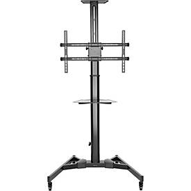 Fellowes mobiler TV-Ständer, Hoch-/Querformat, für 1 Bildschirm bis 70' und bis 50 kg, höhenverstell-/neigbar, 2 Ablageflächen, Kabelmanagement, schwarz
