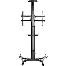 Fellowes mobiler TV-Ständer, Hoch-/Querformat, für 1 Bildschirm bis 70' und bis 50 kg, höhenverstell-/neigbar, 2 Ablageflächen, Kabelmanagement, schwarz