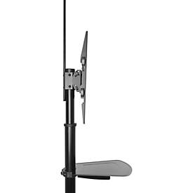 Fellowes mobiler TV-Ständer, Hoch-/Querformat, für 1 Bildschirm bis 70' und bis 50 kg, höhenverstell-/neigbar, 2 Ablageflächen, Kabelmanagement, schwarz