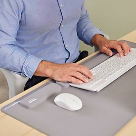 Fellowes Tastatur-Handgelenkauflage Breyta XL, mit Microban®-Schutz, Gummi, L 470 x B 60 x H 17,5 mm, grau