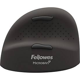 Fellowes Vertikalmaus Bretyta Plus+, Größe L, für Linkshänder, ergonomisch, 3-fache Konnektivität, 400-2400 dpi, mit Microban®-Schutz, schwarz