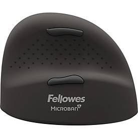 Fellowes Vertikalmaus Bretyta Plus+, Größe L, für Rechtshänder, ergonomisch, 3-fache Konnektivität, 400-2400 dpi, mit Microban®-Schutz, schwarz