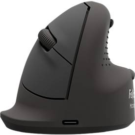 Fellowes Vertikalmaus Bretyta Plus+, Größe S, für Rechtshänder, ergonomisch, 3-fache Konnektivität, 400-2400 dpi, mit Microban®-Schutz, schwarz