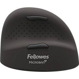 Fellowes Vertikalmaus Bretyta Plus+, Größe S, für Rechtshänder, ergonomisch, 3-fache Konnektivität, 400-2400 dpi, mit Microban®-Schutz, schwarz
