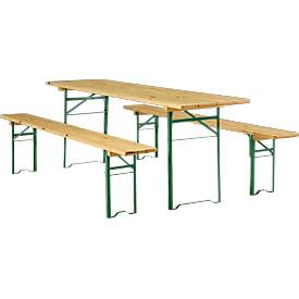 Festzeltgarnitur, 1 Tisch und 2 Bänke, extra groß, 3er-Set