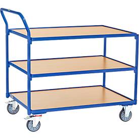 ® leichter Tischwagen, 2 o. 3 Böden, Größenauswahl, 4 Rollen, hochstehender Griff