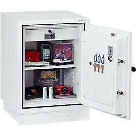 Feuerschutzschrank FS 0441, Elektronikschloss, B 500 x T 500 x H 640 mm, Stahl, signalweiß RAL 9003